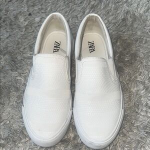 Zara Men's White Slip-On Shoes